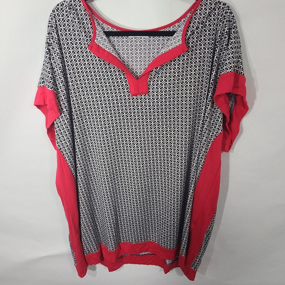 Lilac Clothing Women's Size XL Top Shirt Blouse Vibrant Tunic Red Black‎ Office